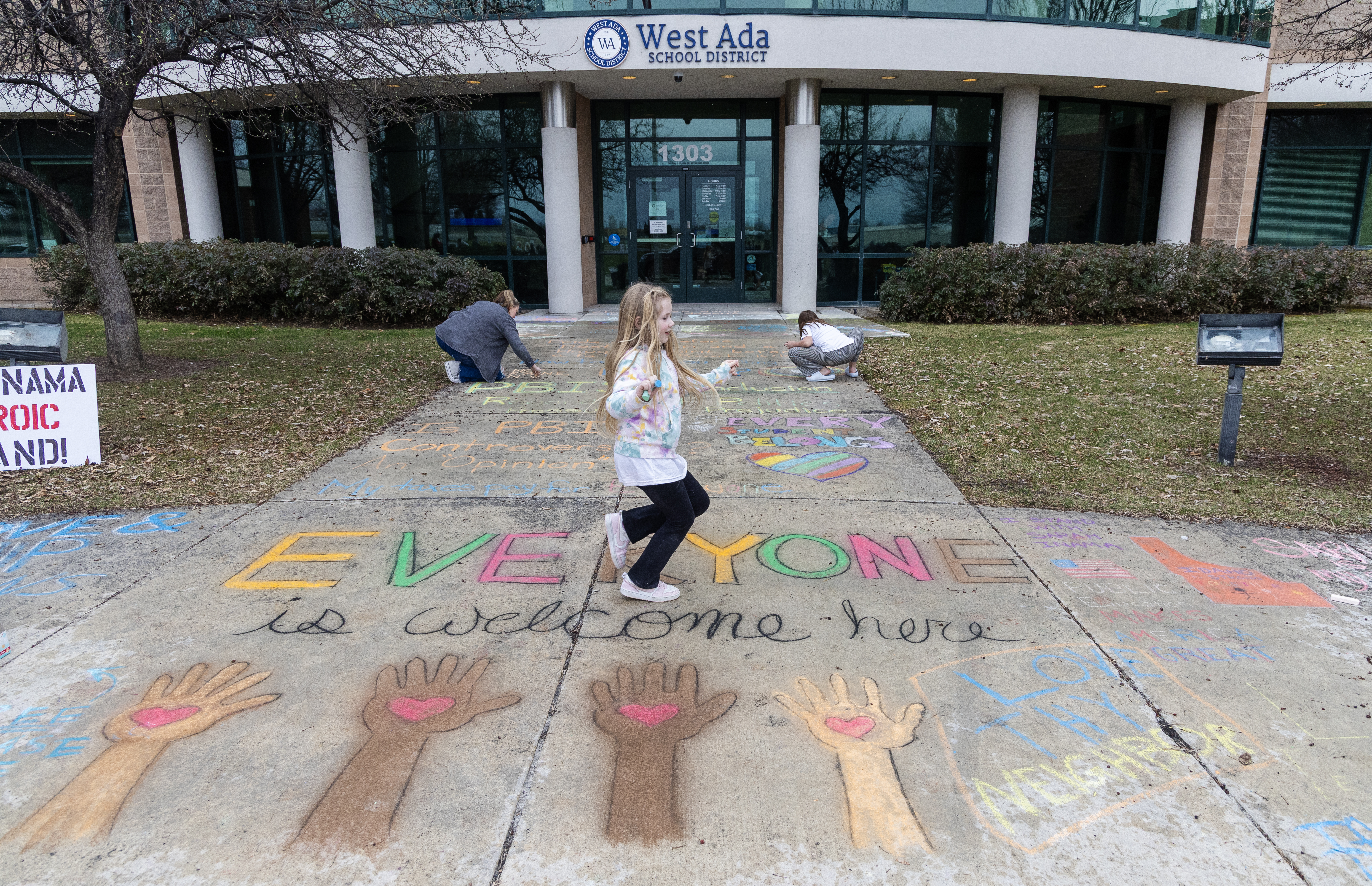 Everyone Welcome Chalk Art Protest