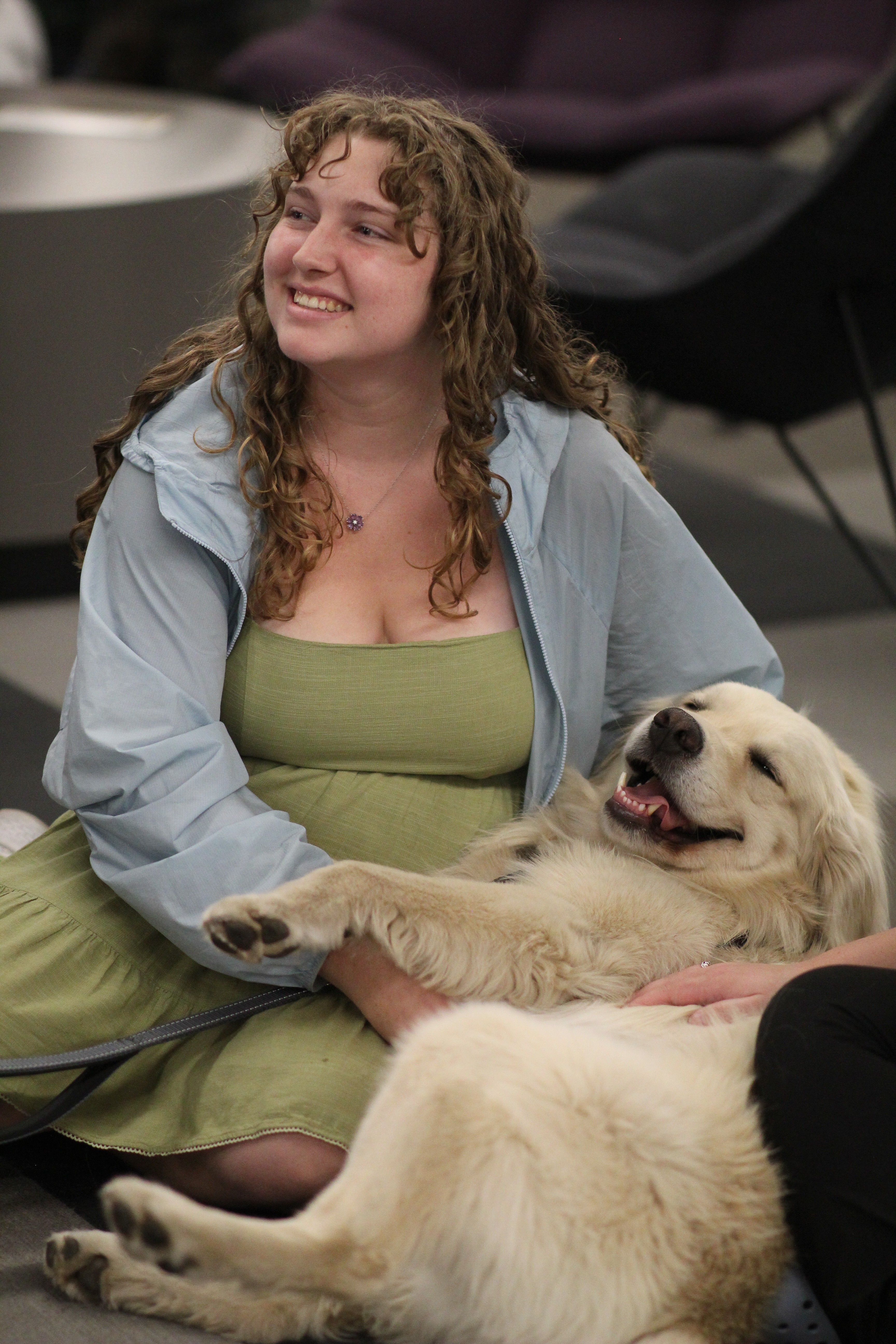 Students enjoy time with therapy dogs during Suicide Prevention Week
